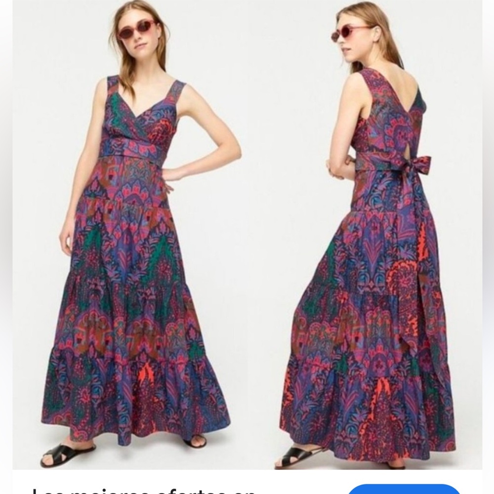 J. Crew Tiered Maxi Dress in Ratti Scarf Paisley
 Red and Blue Floral, SIze:0